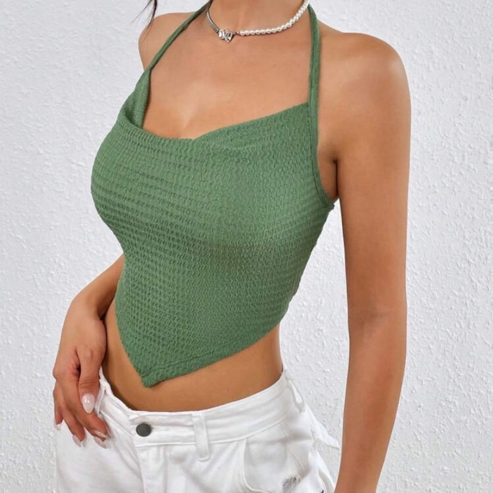 Green Halter Neck Women's Top size Xs SHEIN mint green summer top